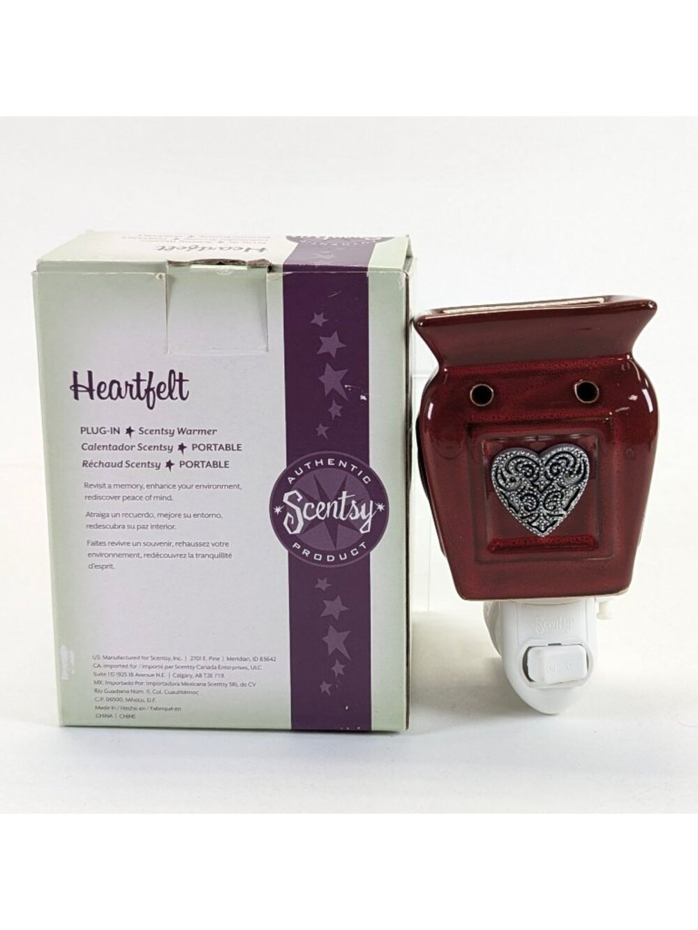 Scentsy Heartfelt Red Heart Ceramic Full Size Wax Warmer - Retired